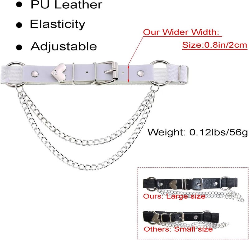 Lockban Adjustable Heart-Shaped Thigh Garter 2 Pieces Punk Leather Garter Belts Leg Garter with Chains Body Accessories - Image 4